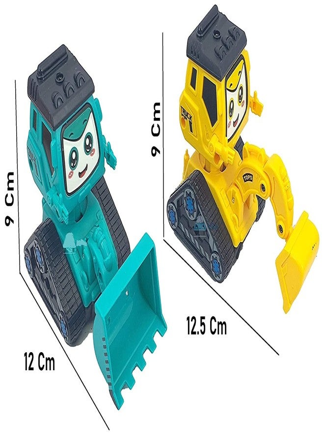 Mayatra's Colorful Press & Go Excavator Toy and Bulldozer Toy - Crawling Funny Vehicles Toys for Kids/Boys (Pack of 1; Multicolor) (Assorted Color Dispatch) - Image 3